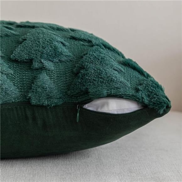 Set of 2 Christmas Tree Pillow Covers, Soft Boho Decor for Couch & Bedroom,Green - Picture 3 of 7